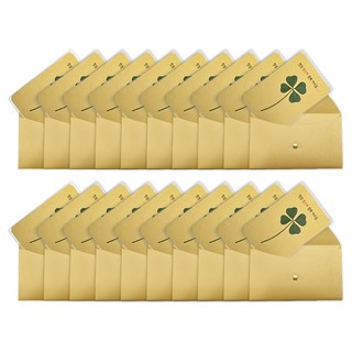 Lucky Symbol 幸運四葉草真花鍍金卡片組 (卡片20入+信封20入), 1組, 金子