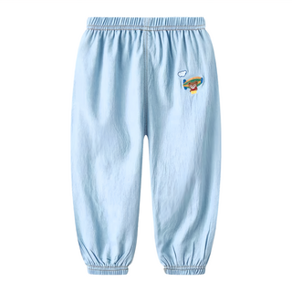 Bebehome 冰絲牛仔褲 純棉飛機小熊 120cm 透氣舒適 可愛童趣, 120cm/22kg, 淺藍, 1件