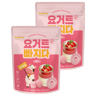 ibobomi 乳酸菌優格點心，韓國生乳製作，無添加人工香料、色素、防腐劑, 草莓味, 16g, 2包