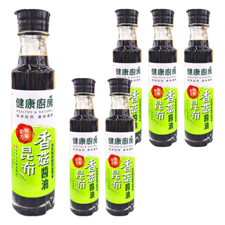 健康廚房 香菇昆布醬油, 美國非基改黃豆片, 古法釀造150天自然發酵, 300ml, 6瓶