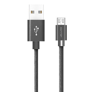 JELLiCO 杰力科 優雅系列 Micro-USB充電傳輸線 棉線 抗氧化金屬頭, 1m, 黑色, 1個