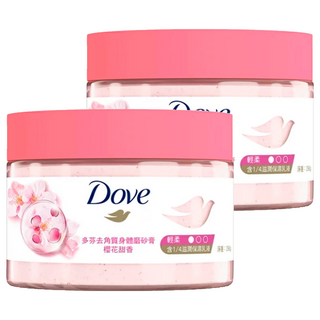 多芬 去角質身體磨砂膏 櫻花甜香，含1/4滋潤乳霜, 298g, 2罐