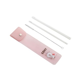 Hiromimi LINE FRIENDS 果凍吸管包組 兔兔 環保時尚新美學 粗細兩種尺寸吸管 附可愛收納包方便攜帶, 4件, 1組