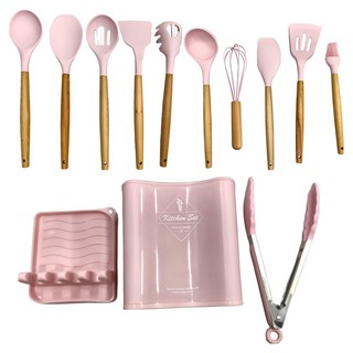 紅點生活 不沾鍋矽膠鍋鏟廚具, 12個, 義式粉, 1組