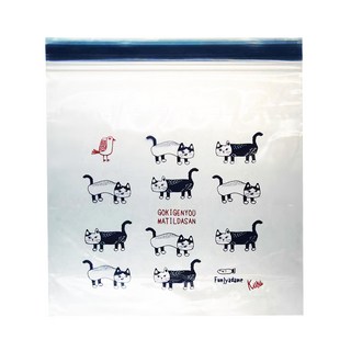 kUSUgURU JAPAN 日本眼鏡貓 食物密封保鮮夾鏈袋 Matilda-san系, M(寬28 × 長26 x 厚8cm), 10入, 1組