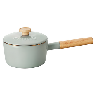 BRUNO 電磁爐可用 琺瑯單柄湯鍋 16cm - 淺霧藍, 1個
