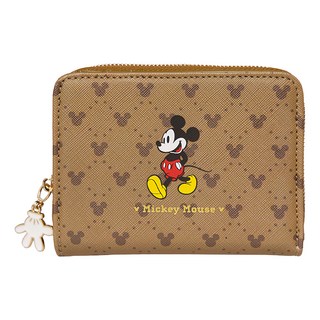 Disney 迪士尼經典米奇短夾 PTD23-E1-27BN 合成皮革, 12.3 x 9.5 x 3cm, 棕色