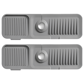 矽膠水龍頭瀝水墊，米白色/深灰色，一般款37x14x0.5cm/加長款45x14x0.5cm, 45 x 14 x 0.5cm, 2個