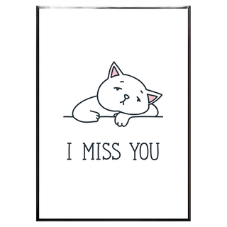 Boluo 菠蘿選畫所 貓的murmur 我想你 I Miss You 掛畫, 30 x 40cm, 黑色框