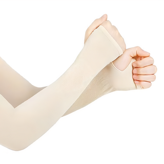 PORA BELLA 男女款運動戶外防曬輕薄高彈冰涼袖套 UVS011, 2組, 均碼, 拇指膚