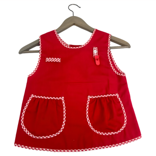 可愛俏皮莓好拼色格紋輕便圍兜 Cotton35%+Polyester65%