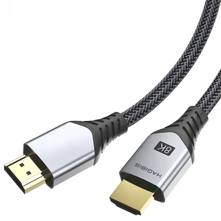 HAGiBiS 海備思 編織鍍金頭HDMI 2.1版8K高畫質傳輸線 48Gbps 8K/60Hz、4K/120Hz向下兼容, 2m, 1條