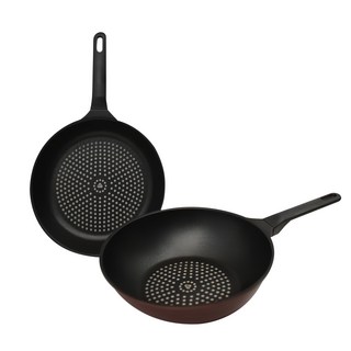 Kitchen-Art 平底鍋具 2件組, 平底鍋28cm+深型平底鍋28cm, 酒紅色, 1組