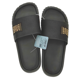 XUZU 舒筑 透氣格紋室外拖鞋, 黑色, 23.5cm