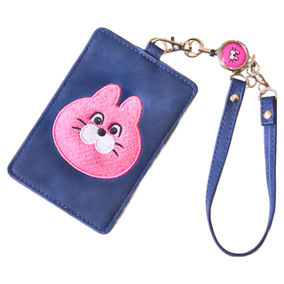 ZIZONE 皮革票卡夾, 兔子圖案, 伸縮扣環, 11 x 7.5cm