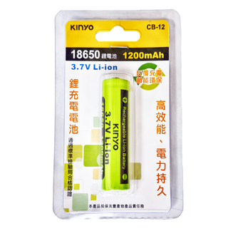 Kinyo 18650 二次鋰單電池 CB-12 33g 18 x 65mm, 1入, 1個