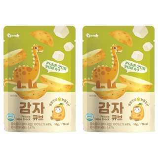 韓爸田園日記 蔬果恐龍小尖兵 寶寶餅乾，韓國食材，搭配美味蛋黃醬，鬆軟香甜小方塊, 馬鈴薯, 16g, 2包