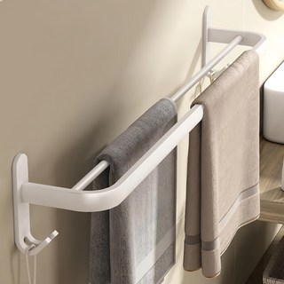 超級工廠 浴室毛巾架 雙桿, 50cm, 白色, 浴室收納好幫手, 1個