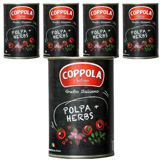 COPPOLA 柯波拉 天然無鹽蘿勒切丁蕃茄基底醬 義大利原產 無麩質 植物五辛素可食, 400g, 5罐