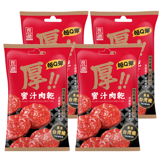 良澔 蜜汁豬肉乾, 超Q彈, 厚切, 嚴選台灣豬, 36g, 4包