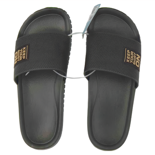 透氣格紋室外拖鞋, 黑色, 25cm