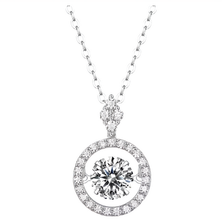 CF Diamond 項鍊 莫桑鑽 配鑽圓繞主鑽 優雅設計 國際標準S925純銀 觸動