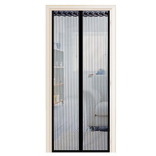 防蚊門簾 磁吸式 無魔鬼氈 圖釘安裝 基礎 黑色, 90x210cm