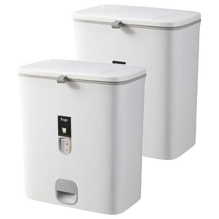 FAmILyLIFE 生活 雙面掀蓋夾縫型直立 吊掛2用垃圾桶 YG-109 2個, 純白色