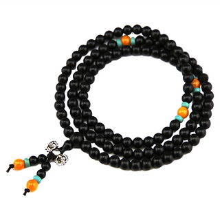 馥瑰馨盛 金剛黑檀木108顆串珠佛珠念珠 5MM 總長62CM, 0373, 1條