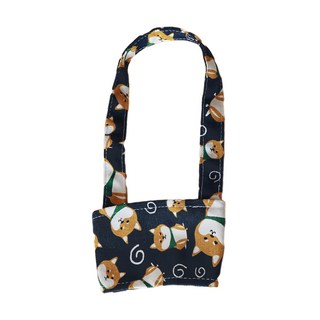 棉麻柴犬杯套, 帆布材質, 多色可選, 深海藍, 7個