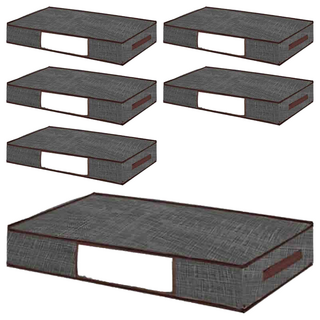JOSIC 加厚無紡布床下棉被袋, 80 x 45 x 15cm, 星霧黑, 6個