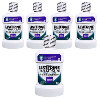 LISTERINE 李施德霖 全效護理亮白漱口水 250ml, 有效去除牙漬, 減少牙漬形成, 含氟化物, 強化牙齒健康, 5瓶