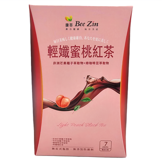 Bee Zin 康萃 輕孅蜜桃紅茶, 綠咖啡豆萃取, 促進新陳代謝, 蜜桃紅茶口味, 含豐富膳食纖維, 12g, 7包, 1盒