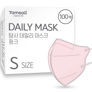 Tamsaa 日常鳥嘴型立體口罩 韓國製 S, 100片, 1盒, 粉色