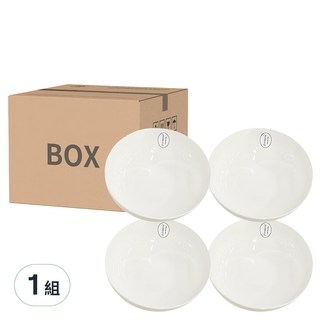 JUST HOME 新骨瓷深盤4件組, 18.3 x 5.5cm, 白色, 1組