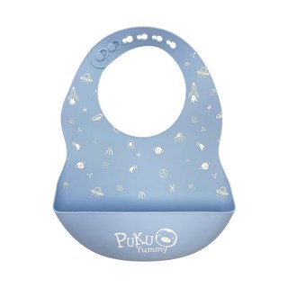PUKU 藍色企鵝 Yummy矽膠圍兜, 藍宇宙探險隊, 1個, 1個