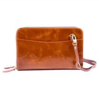 真皮頭層油蠟牛皮2WAY雙拉鍊4卡位肩背女長夾