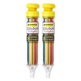 HIGHTIDE penco 8色轉盤式自動色鉛筆，8 Colour Crayon, 黃色, 2支