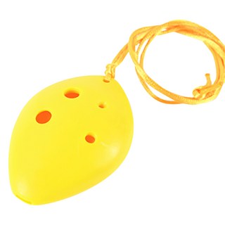 耐摔塑膠陶笛/高音陶笛/樹脂陶笛，附收納袋/掛繩/教材/擦布，6孔高音C調，黃色, 1個