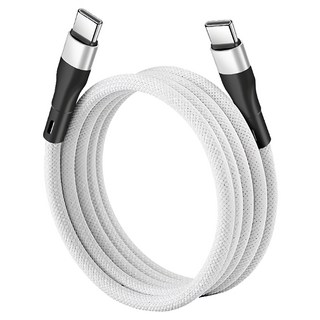 高密度編織線 5V-3A 磁吸快速收納 高彈抗拉編織線身, 1.5m, 白色, 1條