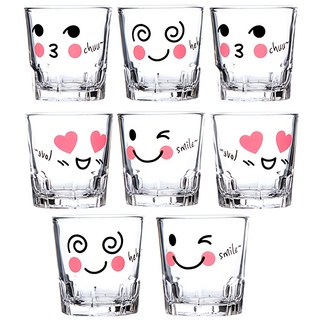 ARTWARE 表情印花燒酒杯 混色 玻璃材質, 表情, 2組