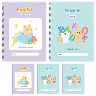 Tamsaa 寬行距小學英語寬版螺旋筆記本 5本1套, 混色, 5個