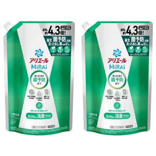 ARIEL MiRAi 日本原裝進口 消臭2倍濃縮抗菌洗衣精補充裝 綠色, 1.22kg, 2包