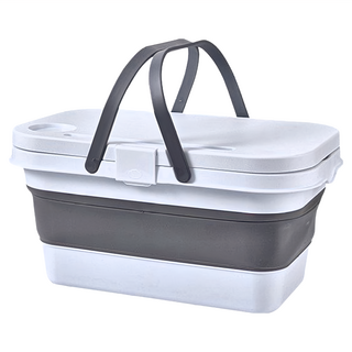 Bebehome 戶外野餐折疊收納提籃, 白灰色, 1個