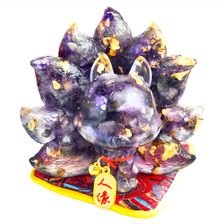 貴人狐仙擺件 約長9cmx寬8cmx高9cm, 紫水晶, 1個