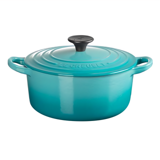 LE CREUSET 圓鐵鍋 加勒比海藍 18cm 導熱均勻 保溫效果佳 適用多種爐具, 1個