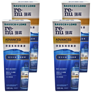 BAUSCH LOMB 博士倫 瑞霖 淨潔多效保養液, 120ml, 4瓶