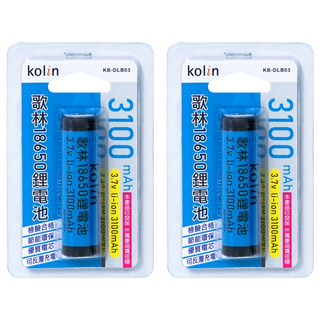 Kolin 歌林 3100mAh鋰電池 KB-DLB03, 2個, 1入