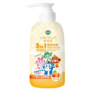YOrSUn 悠森兒 Poli 波力 敏弱呵護3in1洗髮沐浴泡泡露 熱帶果香, 500ml, 1瓶
