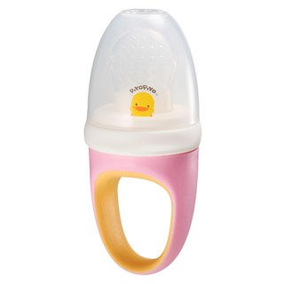 PiYOPiYO 黃色小鴨 副食品咬咬棒, 適用四個月以上嬰兒, 人體工學設計，利於抓握、啃咬, 粉紅色, 1個